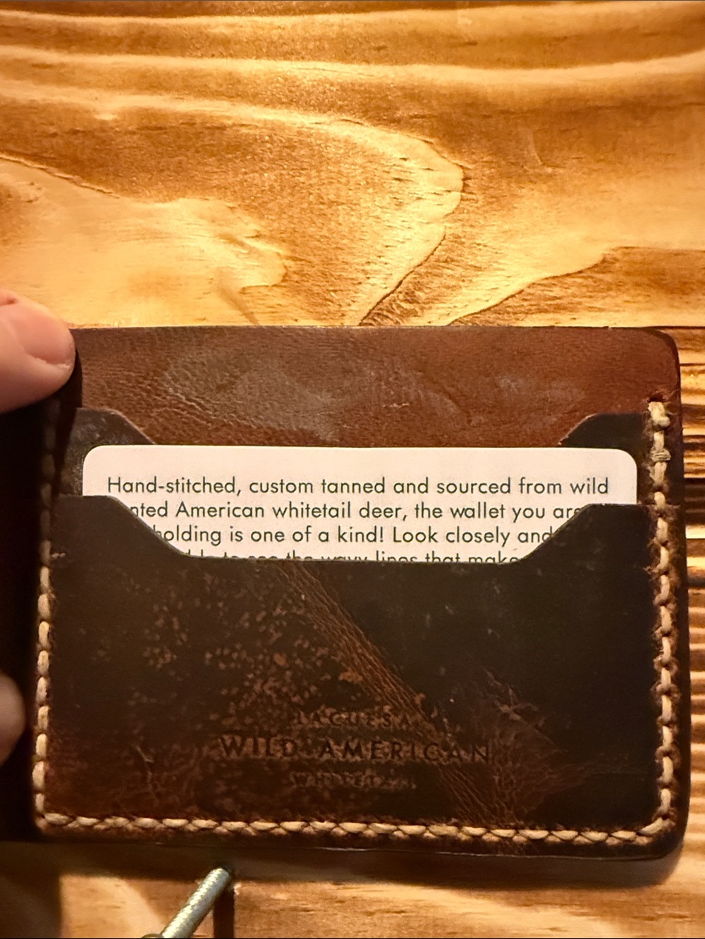 Premium Brown Whitetail deer Leather Bifold Wallet - Classic Men’s Accessory - Picture 4 of 5